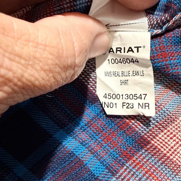 Ariat Real Billie Jean Shirt Womens Woodland Plaid Long-Sleeve Size L NWT - Picture 8 of 8